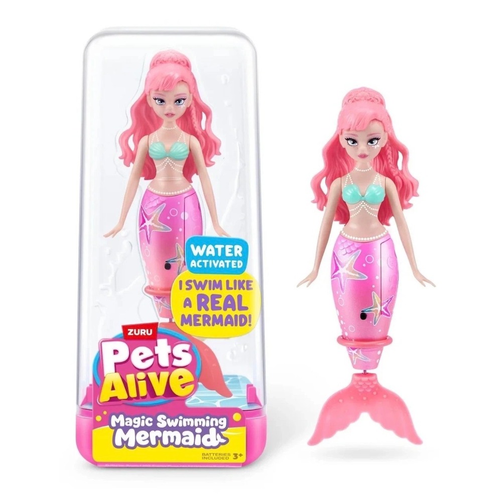 ZURU Pets Alive Magic Swimming Mermaid Pink Hair Water Activated Toy 9567A NEW